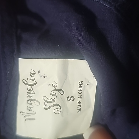 Magnolia Skye women's navy blue crochet design 3/4 sleeves dress size S - Picture 6 of 7